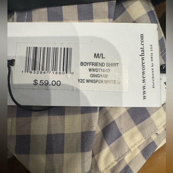 WEWOREWHAT Boyfriend Gingham Button-up Shirt In Whisper White M - Picture 3 of 3